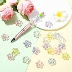 5色UVメッキ透明アクリルビーズ40個  さくらの花  ABカラーメッキ  ミックスカラー  22.5x23x9mm  穴：2mm  8個/カラー&nbsp;OACR-FS0002-86