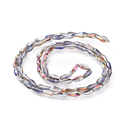 電気メッキガラスビーズセット  半分メッキ  多面カット  ティアドロップ  パープルメッキ  10x4mm  穴：0.8mm  約67個/連  27.9インチ〜28.15インチ（64~66cm）&nbsp;EGLA-L015-HP-A03