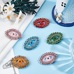 10個 5色 ポリエステル&ガラス ラインストーン 刺繍糸 アイロン接着/縫い付けパッチ  布のアップリケ  目  ミックスカラー  37x56x6mm  2個/カラー&nbsp;PATC-GF0002-05