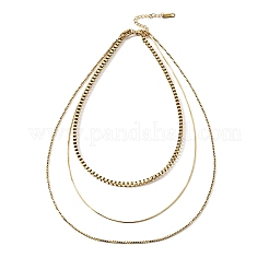 304ステンレススチール3層ネックレス（女性用）  ゴールドカラー  14.69インチ（37.3cm）&nbsp;NJEW-V012-01G