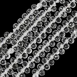 天然石クオーツクリスタルビーズ連売り  水晶  ティアドロップ  多面カット  トップ掘削  5x3.5mm  穴：0.5mm  約76~79個/連  6.10~6.50''（15.5~16.5センチメートル）&nbsp;GG-CBAB63F-A01