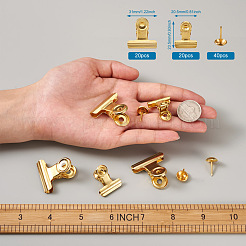 鉄製のクリップと丸い頭の画鋲  ゴールドカラー  40セット&nbsp;AJEW-TA0001-14G