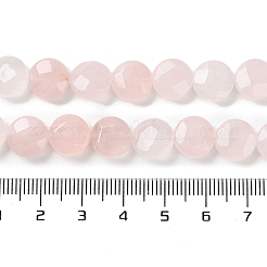 天然石ローズクォーツビーズ連売り  ファセットコインビーズ  フラットラウンド  10~10.5x4.5~5.5mm  穴：1.2mm  約20個/連  7.80インチ（19.8cm）&nbsp;G-K357-B15-01