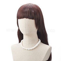 天然貝の欠片 イレギュラービーズブレスレット＆ネックレス＆アンクレット  女性のための夏のビーチジュエリーセット  ホワイト  16.73インチ（42.5cm）  8.86インチ（22.5cm）  7.68インチ (19.5cm)&nbsp;SJEW-JS01264