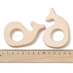 天然ブナ材の連結リング  マクラメ木製リング  クジラ  バリーウッド  51x82x10mm&nbsp;WOOD-I017-05