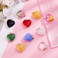 27個9色ガラスペンダント  真鍮パーツ  ジュエリー ネックレス イヤリング ブレスレット メイキング ギフト クラフト用  ハート  カラフル  22x20mm  穴：5x2mm  3個/カラー&nbsp;JX244A