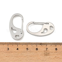 304ステンレススチールロッククライミングカラビナ  キースナップクラスプ  涙とハート  ステンレス鋼色  30x15.5x5mm  穴：3x3.5mm  内径：13.5x10mm&nbsp;STAS-F364-02P-03