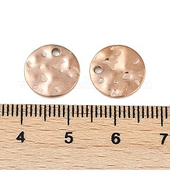 304ステンレススチールのテクスチャディスクチャーム  ローズゴールド  12x1.5mm  穴：1.5mm&nbsp;STAS-Q336-11C-RG
