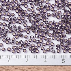 MIYUKIラウンドロカイユビーズ  日本製シードビーズ  （rr24)シルバーライニングアメジスト  11/0  2x1.3mm  穴：0.8mm  約1100PCS /ボトル  10 G /ボトル&nbsp;SEED-JP0008-RR0024