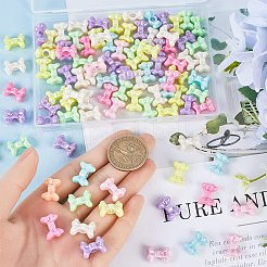 100個の不透明なアクリルビーズ  ABカラーメッキ  蝶結び  ミックスカラー  11x15x7mm  穴：3.8mm&nbsp;SACR-SC0001-35