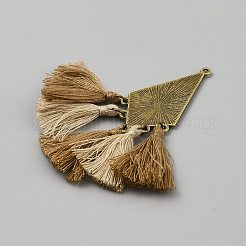 合金タッセルペンダント  樹脂と  アンティークブロンズ  サドルブラウン  72x22~46x1.5mm  穴：1.4mm&nbsp;FIND-CJC0024-54A