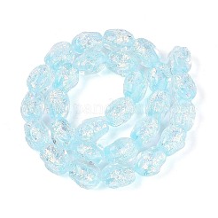 手作りの箔ガラスビーズ連売り  ナゲット  空色  13~14.5x9.5~11x9.5~11mm  穴：1~1.4mm  約28個/連  14.17~14.76インチ（36~37.5cm）&nbsp;FOIL-N033-02F