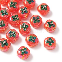 不透明樹脂ペンダント20個  模造果物/野菜  プラチナメッキの金属ループ付き  柿  レッドオレンジ  フルーツ  14~20mm&nbsp;SACR-CJ0001-37