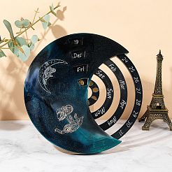 3個ムーンパーペチュアルカレンダシリコンモールド  ルーレット型  DIY樹脂工芸品の家の壁の装飾のために  ホワイト  20x16.5x0.9cm  18.7x0.8cm  19.5x15.5x1.2cm&nbsp;DIY-SZC0002-01