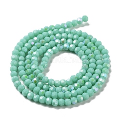 オペークガラスビーズ連売り  ファセット（32ファセット）  ラウンド  アクアマリン  3mm  穴：0.8mm  約163~166個/連  50~51cm&nbsp;EGLA-A035-P3mm-L14