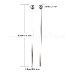 変色しにくい304ステンレススチール製ボールヘッドピン  ステンレス鋼色  30x0.7mm  21ゲージ  ヘッド：2mm&nbsp;STAS-K146-045-30x0.7mm