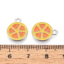 フルーツ合金エナメルチャーム  オレンジ  プラチナ  オレンジ  15x12x1.5mm  穴：1.5mm&nbsp;PALLOY-S058-01P-09
