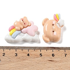オペーク樹脂カボション  動物のテーマ  クマ  ミックスカラー  18~25x22~29x7~9mm&nbsp;CRES-M029-02