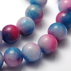 染め加工天然石ホワイトジェイドビーズ連売り  ラウンド  ミックスカラー  直径約6mm  穴：0.8mm  約65個/連  15インチ&nbsp;JB6mm-M