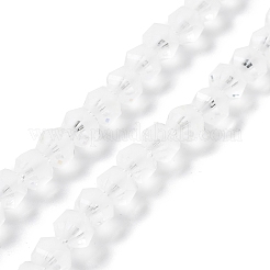 電気メッキ透明ガラスビーズ連売り  艶消し  多面カット  ランタン  透明  7x7.8x7.5mm  穴：1.5mm  約72個/連  20.79''（52.8センチメートル）&nbsp;EGLA-I018-FA07