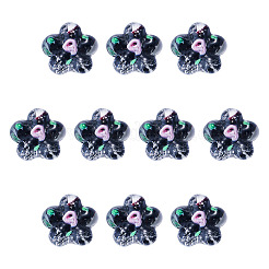 10個の手作りランプワークビーズ  バンピー  花  ブラック  13.5~14x14.5~15x7~8mm  穴：1.4mm&nbsp;LAMP-TADJ0001-01I