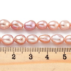 天然養殖淡水パールビーズ連売り  研磨両側  グレード6 A  ライトサーモン  6~7mm  穴：0.6mm  約23個/連  6.69''（17センチメートル）&nbsp;PEAR-P062-29G-X