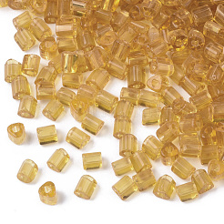 透明ガラスビーズ  三角形  三角穴  ゴールデンロッド  4x3.5mm  穴：1.2mm  約4500個/袋&nbsp;SEED-S039-01A-02