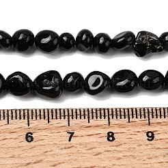 ナチュラルブラックオニキスビーズ連売り  染め＆加熱  ナゲット  タンブルストーン  5~9x5~8.5x3~6mm  穴：0.8~0.9mm  約31個/連  7.87''（20センチメートル）&nbsp;G-P601-A16-02