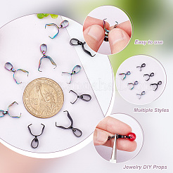 48個 6スタイル 304ステンレススチール製アイスピックピンチベイル  ミックスカラー  14~19mm  穴：6x3.5~3.8mm  ピン：0.7~1mm  8個/スタイル&nbsp;FIND-PH0009-76