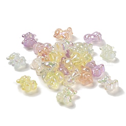 UVメッキ 光る虹色 アクリルビーズ  キラキラビーズ  暗闇で光る  クマ  ミックスカラー  18x15.5x11mm  穴：2.5mm&nbsp;LACR-R001-01A