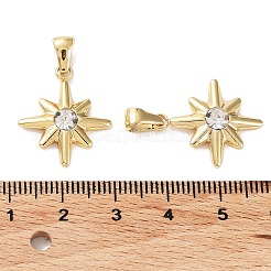 304ステンレススチール ラインストーンペンダント  スターのチャーム  ゴールドカラー  21.5x18x4mm  穴：6.5x3mm&nbsp;STAS-P329-15G