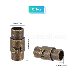 真鍮ロックチューブマグネット留め具32セット  コラム  アンティークブロンズ  15x7mm  穴：4.8mm&nbsp;KK-SC0001-99