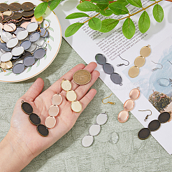 DIYの無地の楕円形イヤリング作りキット  合金ペンダントセッティングを含む  真鍮のピアスフック  ガラスカボション  ミックスカラー  150個/箱&nbsp;DIY-DC0002-07