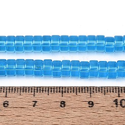 透明ガラスビーズ連売り  フラットラウンド  ドジャーブルー  6~6.5x3~3.5mm  穴：0.8~1mm  約112~120個/連  14.57~15.16''（37~38.5センチメートル）&nbsp;GLAA-N026-3x6mm-T10