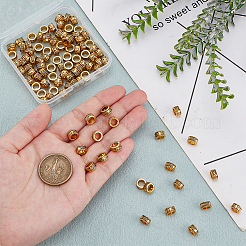 チベット風合金ヨーロピアンビーズ100個  大穴ビーズ  コラム  アンティーク黄金  8x4.5mm  穴：5mm&nbsp;DIY-PH0023-44B
