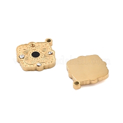 イオンプレーティング(IP) 304 ステンレスペンダント  ラインストーン付き  菱形  ゴールドカラー  15x14x2mm  穴：1.2mm&nbsp;STAS-S140-33G