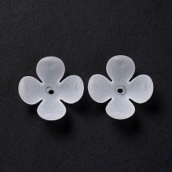 つや消しアクリルビーズキャップ  4  - 花びらの花  ホワイトスモーク  25.5x10mm  穴：2mm  約446個/500g&nbsp;OACR-G014-01