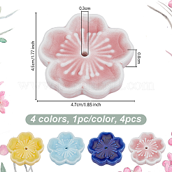 4個 4色 磁器 桜 お香立て ディスプレイ デコレーション  ホームオフィスデスク用  ミックスカラー  45x47x8mm  1pc /カラー&nbsp;DJEW-OC0001-51