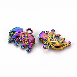 合金ペンダント  カドミウムフリー＆ニッケルフリー＆鉛フリー  象  虹色  16.5x21x4mm  穴：2.5mm&nbsp;PALLOY-S180-095-NR
