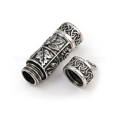 316サージカルステンレスペンダント  柱と葉  アンティークシルバー  15x15.5mm  穴：7mm&nbsp;STAS-Z165-06AS-02