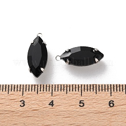 ラインストーンチャーム  真鍮パーツ  馬の目  ジェット  16.5x7x5.5mm  穴：1.2mm&nbsp;RGLA-P038-01P-02