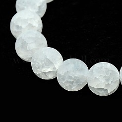 合成つや消しクラッククォーツラウンドビーズ連売り  染め  透明  8mm  穴：1mm  約50個/連  16インチ&nbsp;G-L155-8mm-06