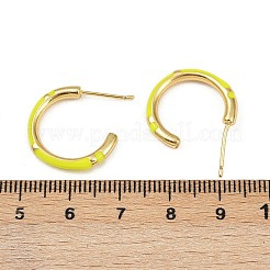 C字型真鍮エナメルスタッドピアス  カドミウムフリー＆鉛フリー  ラックめっき  長持ちメッキ  18KGP本金メッキ  ミックスカラー  18.5x2.5mm&nbsp;EJEW-S277-11G