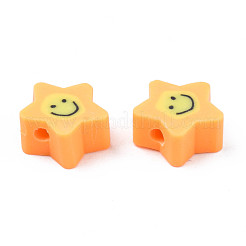 手作り樹脂粘土ビーズ  笑顔で主演  砂茶色  7.5~9x8.5~9x3.5~4mm  穴：1.6mm&nbsp;CLAY-N011-45A-06