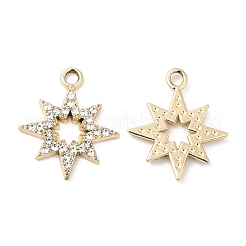UVメッキ合金ラインストーンペンダント  カドミウムフリー＆鉛フリー  スターのチャーム  ゴールドカラー  22x18.5x2mm  穴：2mm&nbsp;PALLOY-A004-08G