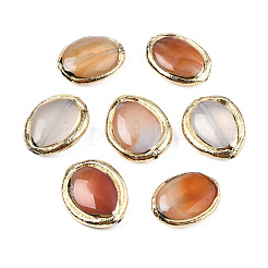 天然石瑪瑙ビーズ  電気メッキポリマークレイ付き  染め  オーバル  シエナ  21~22x17~18x6.5~7mm  穴：1~1.2mm&nbsp;G-S260-10E