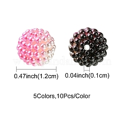50個5色イミテーションパールアクリルビーズ  ベリービーズ  組み合わせビーズ  ラウンド  ショッキングピンク  12mm  穴：1mm  10個/カラー&nbsp;OACR-FS0001-62A