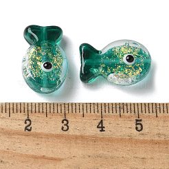 手作りのホイルランプワーク魚ビーズ  エナメル  グラデーションカラー  グリーン  20x23x8.5mm  穴：1.8mm&nbsp;FOIL-Z001-01F