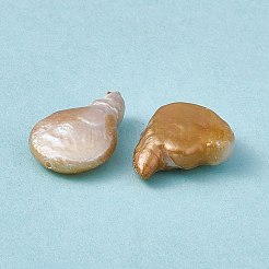 バロック天然ケシパールビーズ  ヒョウタン  貝殻色  17.5~19x12~14x5~6mm  穴：0.7mm&nbsp;PEAR-N020-L26