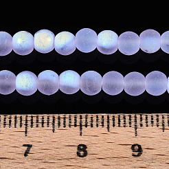 曇った透明ガラスビーズ連売り  ラウンド  半分メッキ  ABカラーメッキ  ライラック  4~4.5mm  穴：0.6mm  約97~100個/連  14.76~15.16''（37.5~38.5センチメートル）&nbsp;GLAA-T032-T4mm-MBB01